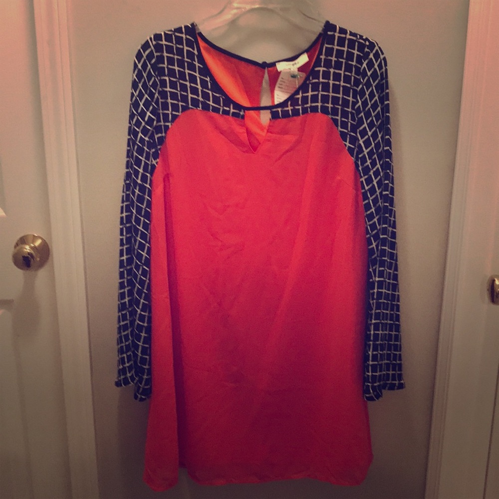 Coral and blues dress